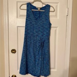 Freedom Trail Sleeveless Blue V-Neck Midi Dress with Self-Tie Waist